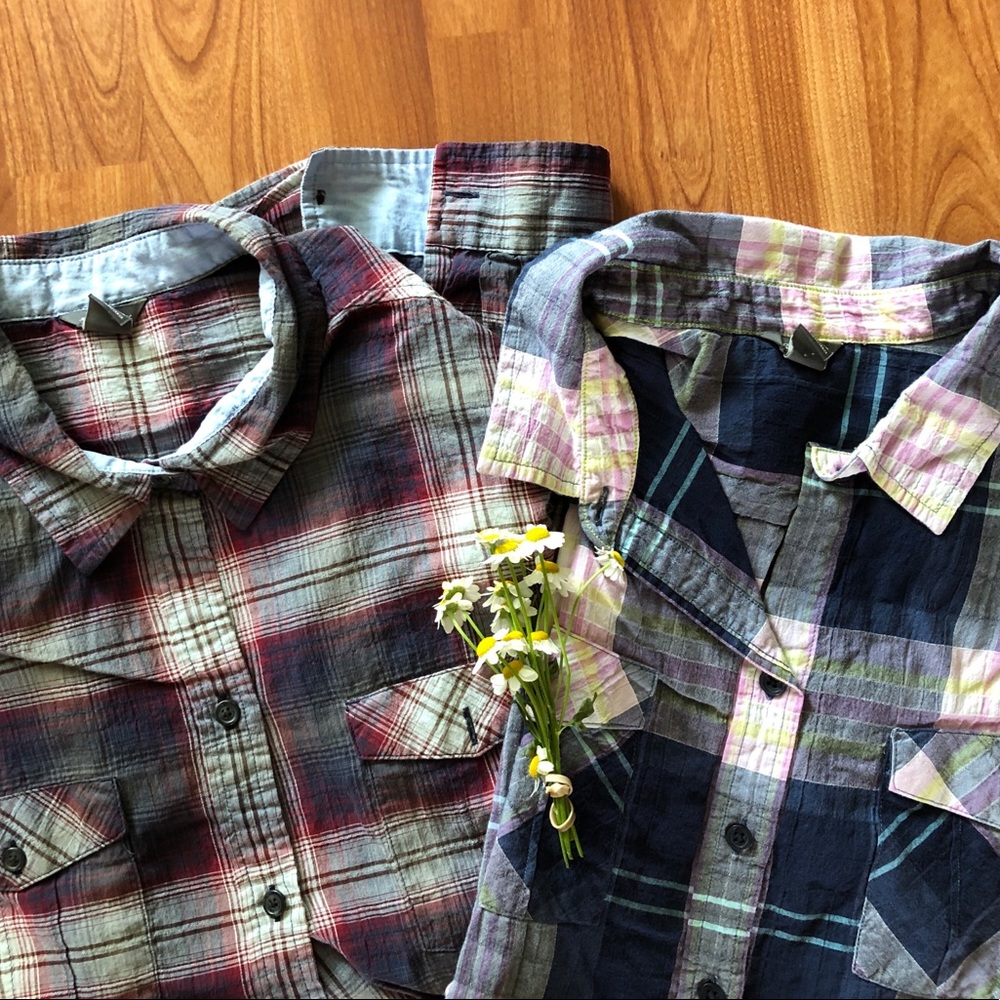 Eddie Bauer bundle of two T XL plaid button shirts